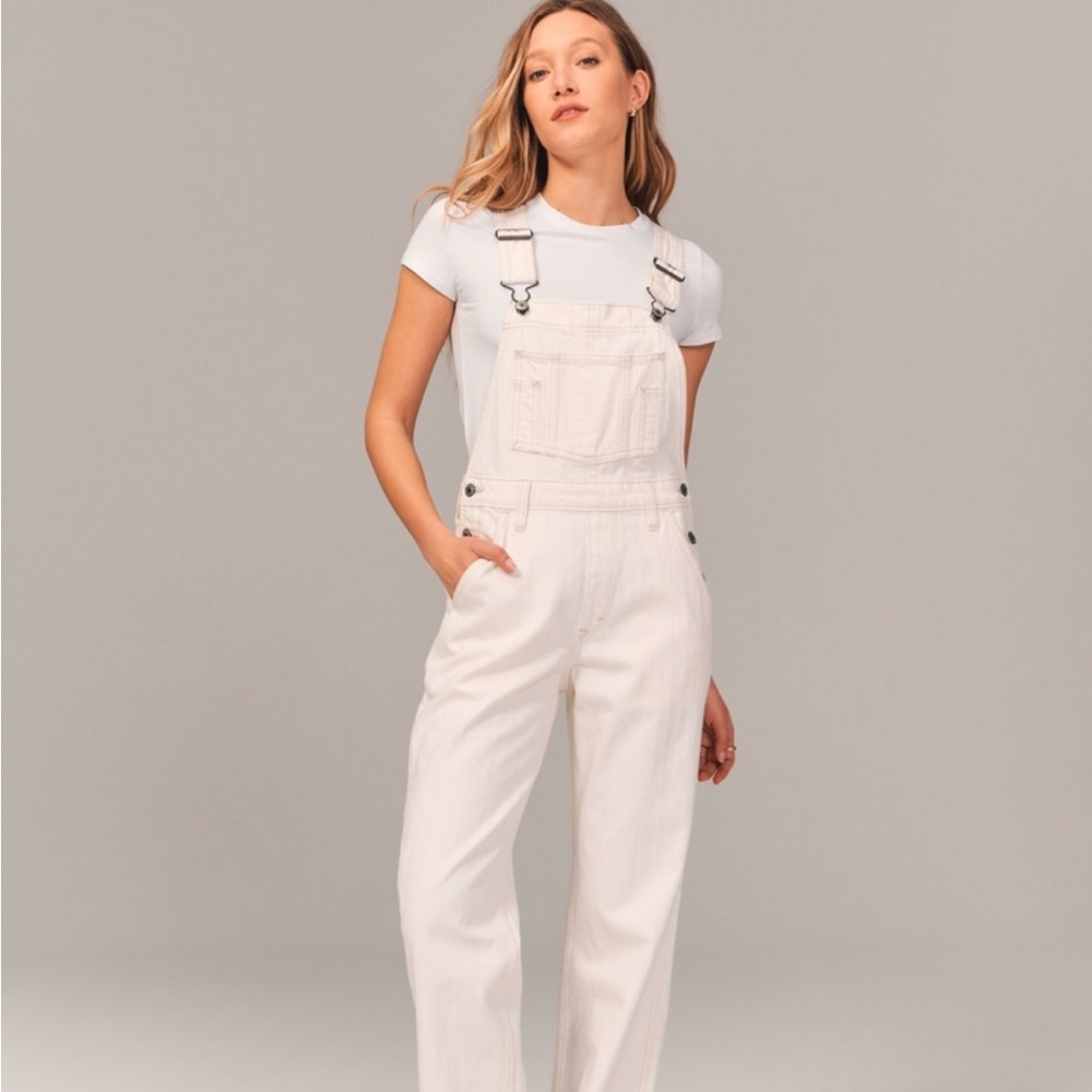 Women's Abercrombie Cream Denim Overalls